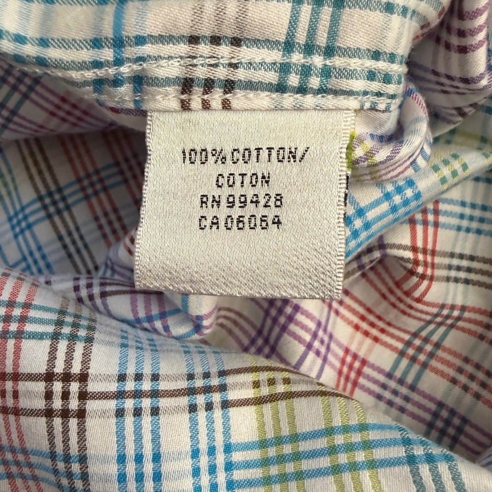Bugatchi Uomo Mens Classic Fit Plaid Button Down Shirt Multicolor XL Cotton - Picture 7 of 7